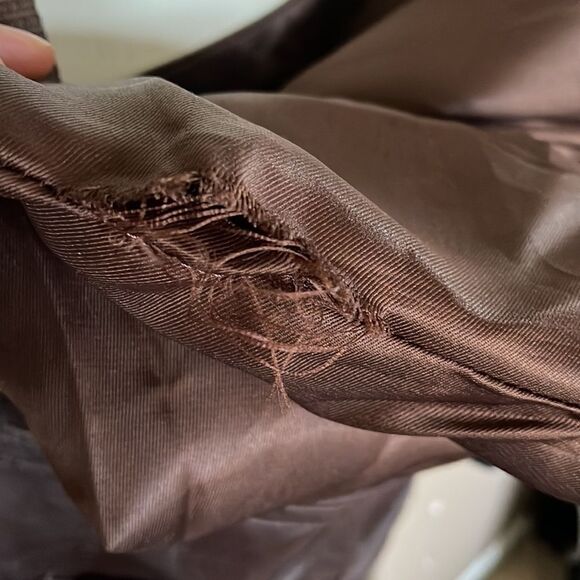 Brown leather crossbody messenger bag with orange cross - Picture 13 of 13